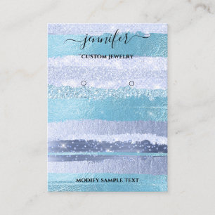 Cartão De Visita Logotipo Ficha Joalharia Feita à Mão - Faixa Azul