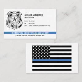 Cartão De Visita Logotipo fino da linha azul do Departamento de Pol