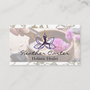 Cartão De Visita Logotipo Flor de Yoga   Ervas e Óleos Essenciais