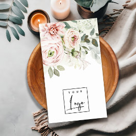 Cartão De Visita Logotipo Floral Botânico do Folheto Rosa Suave