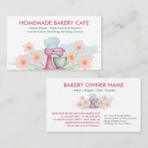 Cartão De Visita Logotipo Floral de Aquarela Roxa de Padaria