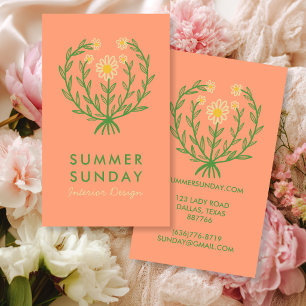 Cartão De Visita Logotipo Floral de Margarida Moderna PERSONALIZADO