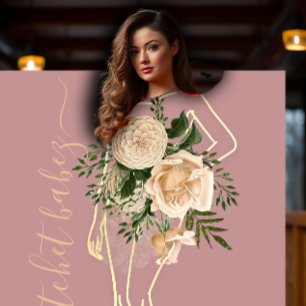Cartão De Visita Logotipo Floral de Rosa QR Stylist Corpo