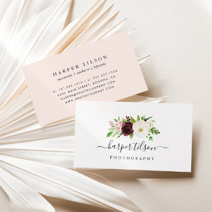 Cartão De Visita Logotipo Floral do Blush Romance