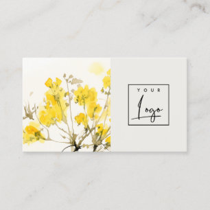 Cartão De Visita Logotipo Floral do Boho de flor selvagem Amarelo
