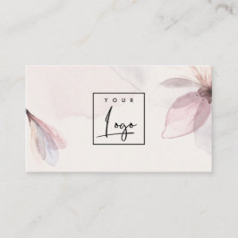 Cartão De Visita Logotipo Floral Elegante Abstrato Blush Watercolor