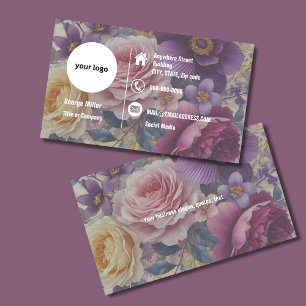 Cartão De Visita logotipo floral elegante colorido Professional