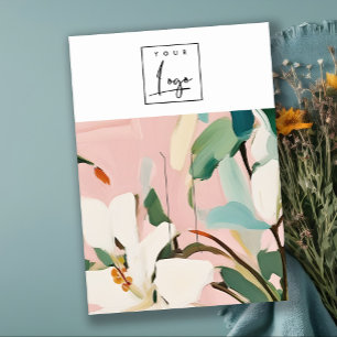 Cartão De Visita Logotipo Floral Haipin Pintado a Teal Rosa Boho