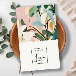 Cartão De Visita Logotipo Floral Pintado, Cor-de-rosa, cor-de-rosa,