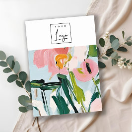 Cartão De Visita Logotipo Floral Pintado Pintado a Azul-Boho Colori