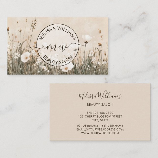 Cartão de Visita Logotipo Flores Silvestres (Frente/Verso)