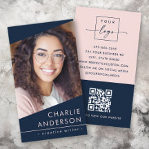 Logotipo fotográfico Código QR moderno azul escuro