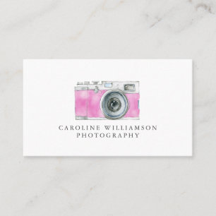 Cartão De Visita Logotipo Fotográfico de Aquarela Rosa-Câmera Ret