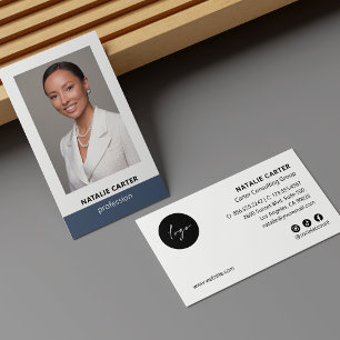 Cartão De Visita Logotipo fotográfico retrato elegante Ícone social