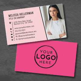 Cartão De Visita Logotipo fotográfico rosa profissional