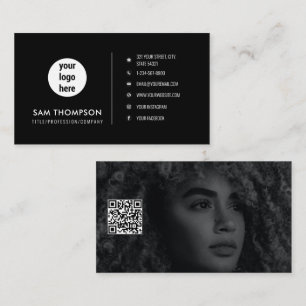 Cartão De Visita Logotipo Fotógrafo Moderno e Minimalista Código QR
