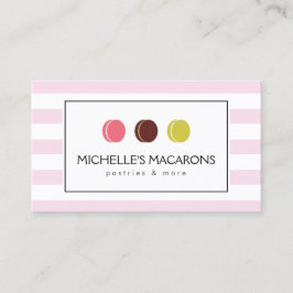 Cartão De Visita Logotipo francês Macaron Trio, em tons de rosa, pa