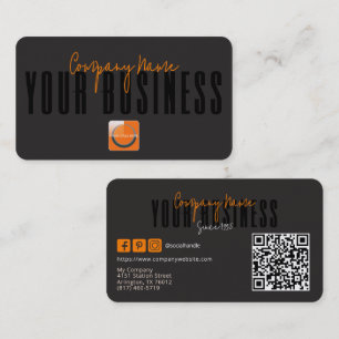 Cartão De Visita Logotipo Genérico Laranja Preto Moderno Sofisticad