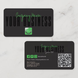 Cartão De Visita Logotipo Genérico Preto Verde Moderno Sofisticado 