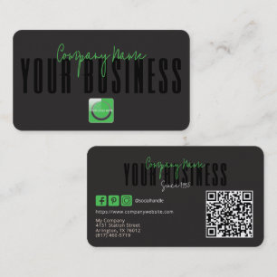 Cartão De Visita Logotipo Genérico Preto Verde Moderno Sofisticado 