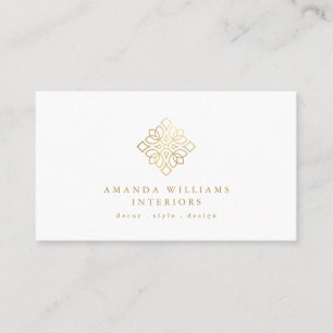 Cartão De Visita Logotipo geométrico do Designer Elegante Dourado/B