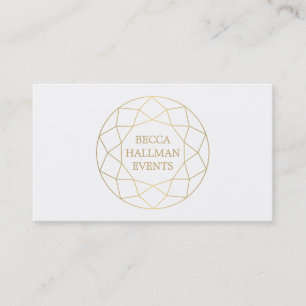 Cartão De Visita Logotipo Geométrico Redondo Dourado/Branco