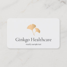 Cartão De Visita Logotipo Ginkgo Leaf rosa Dourado