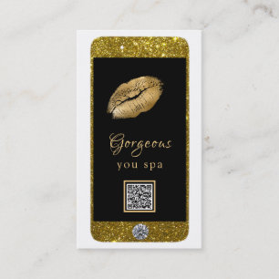 Cartão De Visita Logotipo Glam Luxe QR Foto Diamante de telefone ce