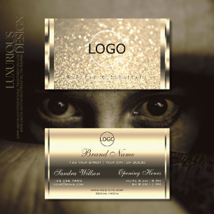 Cartão De Visita Logotipo Glamorous Dourado Glitter Ouro Sparkle Ef