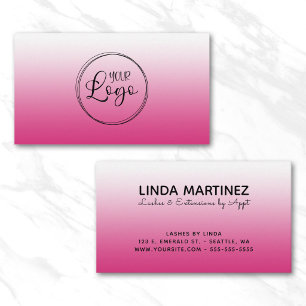 Cartão De Visita Logotipo Gradiente Rosa Quente da Fúchsia