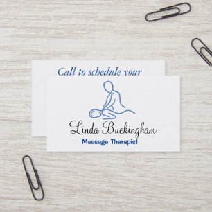 Cartão De Visita Logotipo gráfico azul do terapeuta da massagem