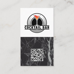 Cartão De Visita Logotipo Gráfico de Bar de Coquetel   Código QR
