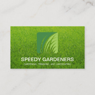 Cartão De Visita Logotipo Grass   Ícone de Árvore do Landscaper