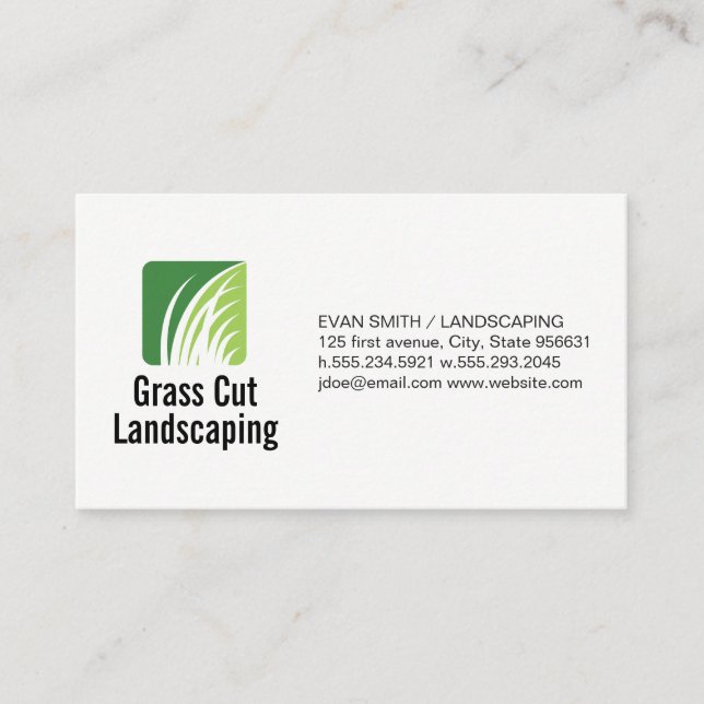 Cartão De Visita Logotipo Grass Landscaping (Frente)