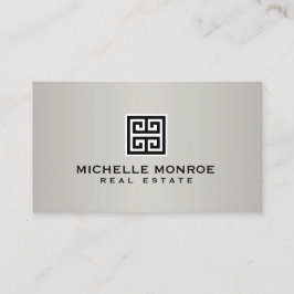 Cartão De Visita Logotipo Grego-Chave Imobiliário Elegante Preto/Ci