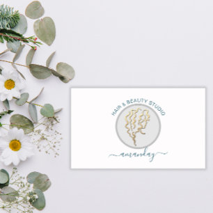 Cartão De Visita Logotipo Hairdresser Makeup Artista Azul Código Q