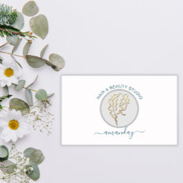 Cartão De Visita Logotipo Hairdresser Makeup Artista Azul Código QR