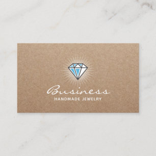 Cartão De Visita Logotipo Handmade Kraft elegante do diamante da