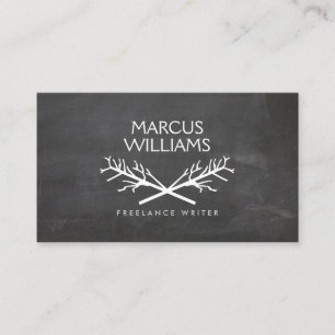 CARTÃO DE VISITA LOGOTIPO HIP RUSTIC TREE BRANCHES NO CHALKBOARD