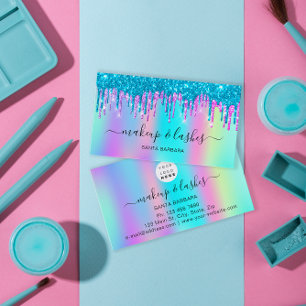Cartão De Visita Logotipo holográfico Código QR Lash Makeup Hair 