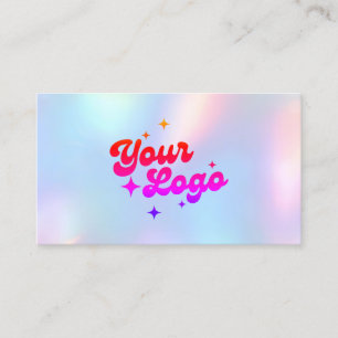 Cartão De Visita Logotipo Holográfico Unicórnio Arco-íris Pastel