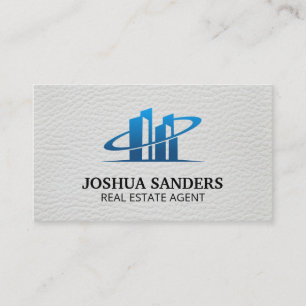 Cartão De Visita Logotipo Imobiliário Couro Branco