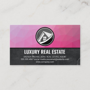 Cartão De Visita Logotipo Imobiliário Magenta Geométrica Marble