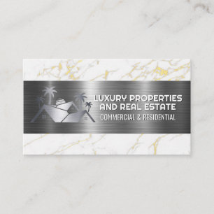 Cartão De Visita Logotipo Imobiliário   mármore metálico