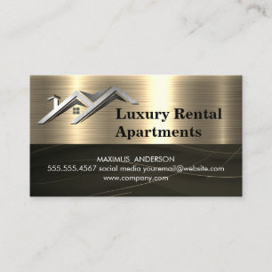 Cartão De Visita Logotipo Imobiliário   Metálico Dourado