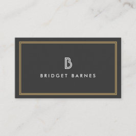Cartão De Visita LOGOTIPO INICIAL ART DECO MONOGRAM em BRANCO e CIN