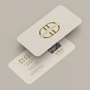 Cartão De Visita Logotipo Inicial de Monograma Mínimo Areia Profiss