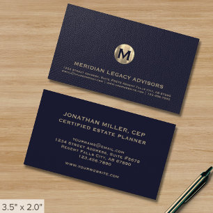 Cartão De Visita Logotipo inicial do luxo profissional azul