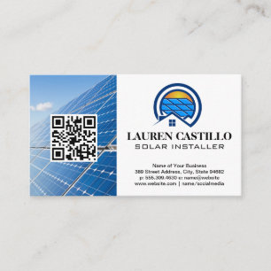 Cartão De Visita Logotipo inicial do painel solar QR