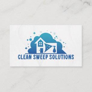 Cartão De Visita Logotipo inicial do Spray Clean   House Maid